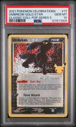 Pokemon Celebrations #17 Umbreon Gold Star Classic Collection Pop Ser 5 PSA 10 - Image 1