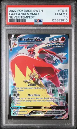 2022 POKEMON SWORD & SHIELD SILVER TEMPEST #TG15 FULL ART/BLAZIKEN VMAX PSA 10 - Image 1