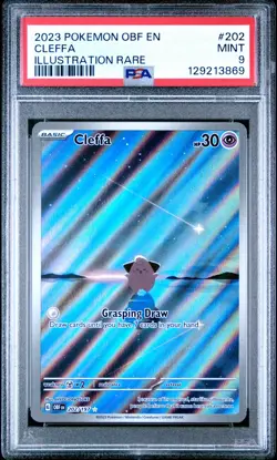 2023 POKEMON OBF EN-OBSIDIAN FLAMES ILLUSTRATION RARE #202 CLEFFA PSA 9 - Image 1