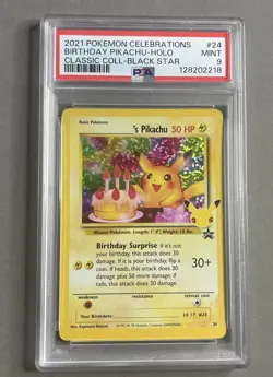 Pokemon PSA 9 MINT Birthday Pikachu #24 Celebrations Classic Collection - Image 1