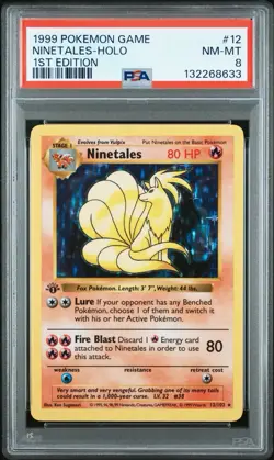 Pokemon Game Ninetales Holo 012/102 Base Set Shadowless 1st Edition PSA 8 Nw Grd - Image 3