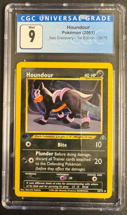 2001 Pokemon Neo Discovery 1st Edition Houndour 39/75 CGC MINT 9 - Image 1