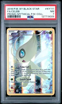 2016 Pokemon Xy Black Star Promo Celebi #XY111 Fa Mythical P.M. Coll. PSA 7 - Image 1