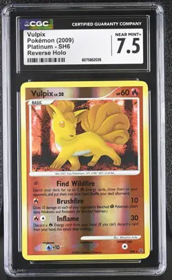 CGC 7.5 Vulpix 2009 Platinum SH6 Reverse Holo Pokemon Card - Image 1