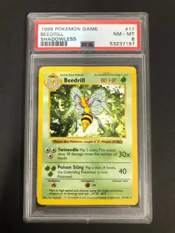 1999 Pokemon Game Beedrill PSA 8 Mint Shadowless 17/102 Rare Base Set Card 17 - Image 1