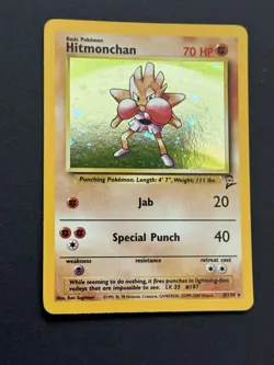 Hitmonchan 008/130 Base Set 2 Holo Wotc Pokemon Card NM - Image 1