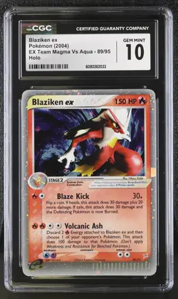 CGC 10 GEM MINT Blaziken ex 2004 EX Team Magma Vs Aqua 89/95 Holo Pokemon Card - Image 1
