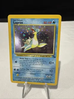 Pokemon TCG Lapras Holo Unlimited Fossil Card 10/62 WOTC MP Vintage Rare - Image 1