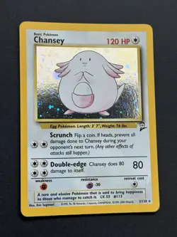 Pokemon Chansey Holo Rare Card 3/130 Base Set 2, WOTC, NM Condition - Image 1