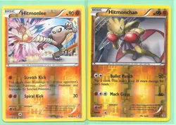 2 RARE POKEMON CARDS HITMONCHAN 46/83 & HITMONLEE 47/83 REV HOLO- XY GENERATIONS - Image 1