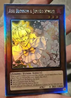 ash blossom & joyous spring rc04-ae009 ghost holographic rare ocg yugioh card - Image 1