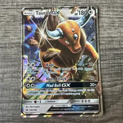 Tauros GX 100/149 Ultra Rare Pokemon Card Sun & Moon Base 2017 - Image 1