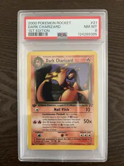 Pokemon Dark Charizard 21/82 Team Rocket 1st Edition Non Holo PSA 8 - Image 1