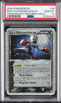 2004 POKEMON EX TEAM ROCKET RETURNS #98 ROCKET'S HITMONCHAN EX-HOLO PSA 10 - Image 1