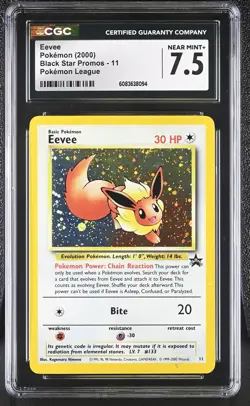 CGC 7.5 Eevee 2000 Black Star Promos 11 Pokemon League Pokemon Card - Image 1
