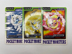 Pokemon Card Jolteon Flareon Vaporeon Bandai Carddass File 134 135 136 Japanese - Image 1