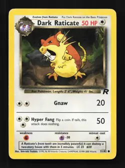 Dark Raticate 51/82 HP Team Rocket English Pokemon Card TCG - Image 1