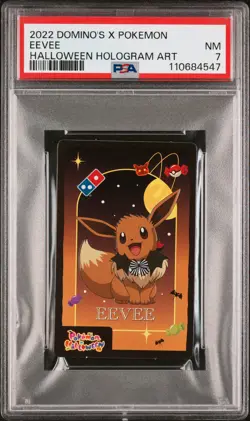 2022 DOMINO'S X POKEMON HALLOWEEN HOLOGRAM ART EEVEE PSA 7 - Image 1