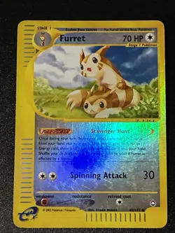 Pokemon Card - Furret Aquapolis 48/147 Reverse Holo Vintage 2002 E-Reader LP - Image 1