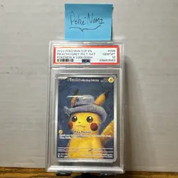2023 POKEMON SVP EN BLACK STAR PROMO 085 VAN GOGH PIKACHU GREY FELT HAT PSA 10 - Image 1