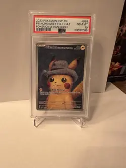 Pokemon Pikachu with Grey Felt Hat Van Gogh Full Art Promo SVP EN 085 PSA 10 - Image 1