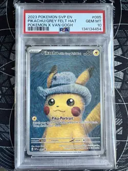 2023 Pokemon SVP En Pikachu Grey Felt Hat Van Gogh #085 PSA 10 Gem Mint!! - Image 1