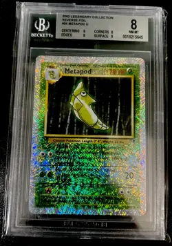 2002 POKEMON LEGENDARY COLLECTION REVERSE HOLO #54 METAPOD BGS 8 NM-MT - Image 1