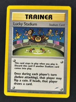 Lucky Stadium 100/105 - Neo Destiny WOTC Vintage Trainer 2000 Pokemon Card - LP - Image 1