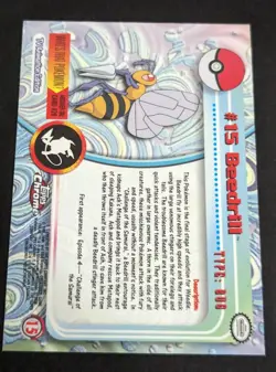 2000 Topps Chrome #15 Beedrill Pokemon Card Holo RARE Animation Series Ungraded! - Image 2