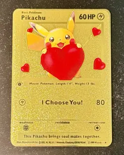Pokemon Pikachu I Choose You!! Gold Metal Card - Image 1