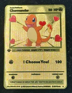 Pokemon Charmander I Choose You!! 1st Edition Gold Metal Card - Image 1