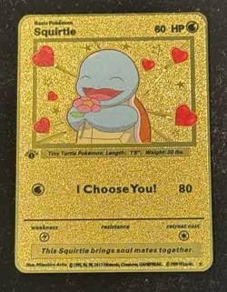 Pokemon Squirtle I Choose You!! 1st Edition Gold Metal Card - Image 1