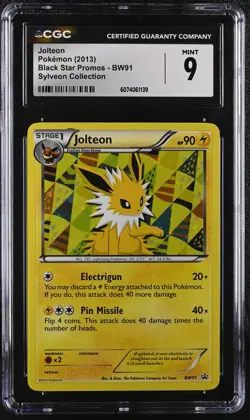 CGC 9 MINT Jolteon 2013 Black Star Promos BW91 Holo Pokemon Card - Image 1