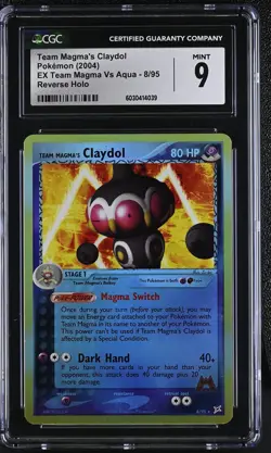 CGC 9 MINT Team Magma's Claydol EX Vs Aqua 8/95 Reverse Holo Pokemon Card - Image 1