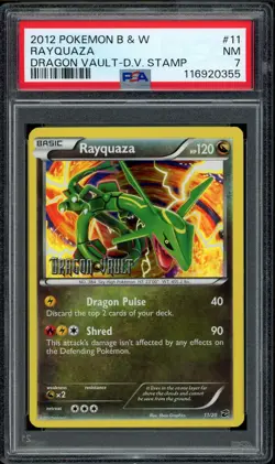 2012 PSA 7 Pokemon Dragon Vault Stamp Rayquaza 11/20 Card Mint Black & White - Image 1