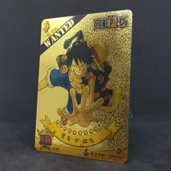 Monkey D Luffy One Piece JR-004 Metal Holo Gold Foil Card Premium Wanted Kadong - Image 2