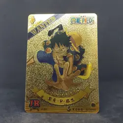 Monkey D Luffy One Piece JR-004 Metal Holo Gold Foil Card Premium Wanted Kadong - Image 3