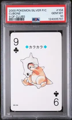 PSA 10 GEM MINT 2000 POKEMON SILVER VERSION PLAYING CARDS #104 CUBONE - Image 1