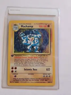 Pokemon Machamp Base Set 8/102 Holo 1st Edition Rare TCG Card - Image 1