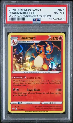 2020 POKEMON SWORD & SHIELD VIVID VOLTAGE CRACKED ICE #025 CHARIZARD-HOLO PSA 8 - Image 1