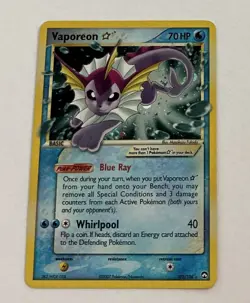 MP Vaporeon Gold Star Power Keepers 102/108 Moderately Played Pokemon -- S2G -- - Image 1