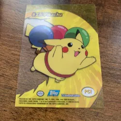 Pikachu #25 PC1 1st Edition (Blue) Pokemon Topps 2000 TV Animation Clear LP RARE - Image 2