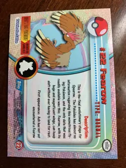 1999 Topps Pokemon TV #22 Fearow Rainbow Foil Blue Logo B - Image 2