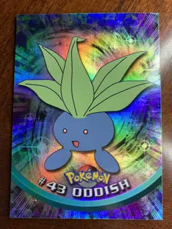 1999 Topps Pokemon TV #43 Oddish Rainbow Foil Blue Logo B - Image 1