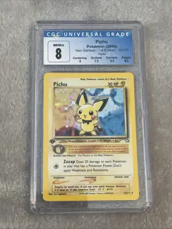 Pokemon Neo Genesis 1st Edition Pichu 12/111 CGC 8 - Image 1