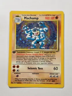 Machamp 8/102 Base Set Rare Holo Pokemon Card WOTC 1999 - Excellent - Image 1