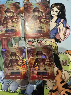 Set Of 4 Sealed Promo One Piece Card Treasure Booster Monkey.D.Luffy ST10-006 - Image 3