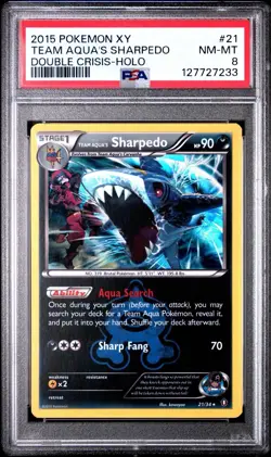 Pokemon Card Team Aqua's Sharpedo 21/34 Holo Double Crisis PSA 8 NM-MT - Image 1