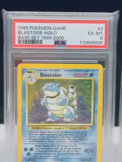 Pokemon Card Blastoise + 2 2/102 4th Print PSA 6 Holo Base Set 1999-2000 WOTC - Image 2