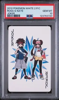 PSA 10 GEM MINT 2012 POKEMON WHITE 2 PLAYING CARDS ROSA & NATE JOKER - Image 1
